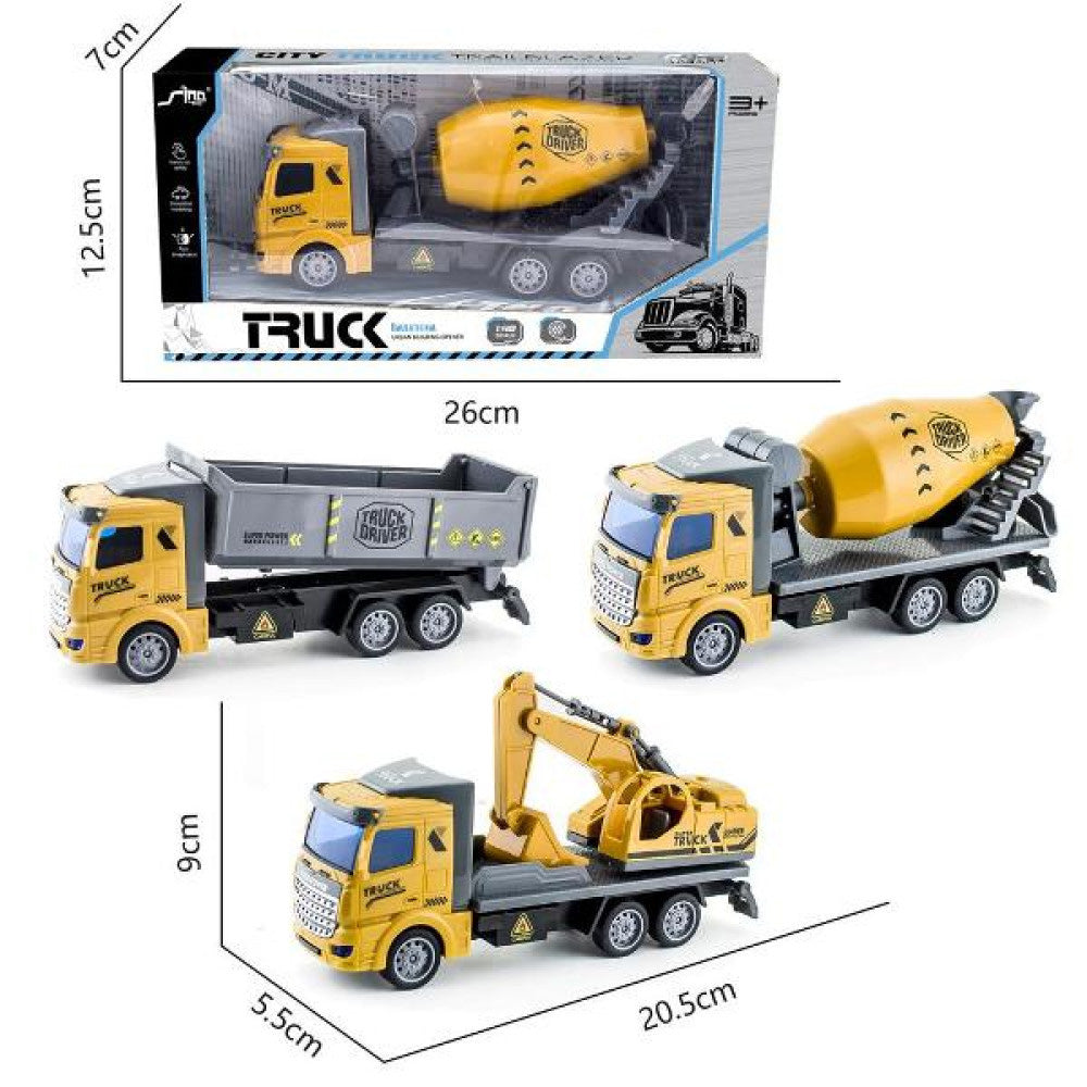 TrademarktΔομικό Όχημα Κίτρινο Pull Back 18 εκ 3 Σχέδια - 1 Τμχpapell.gr