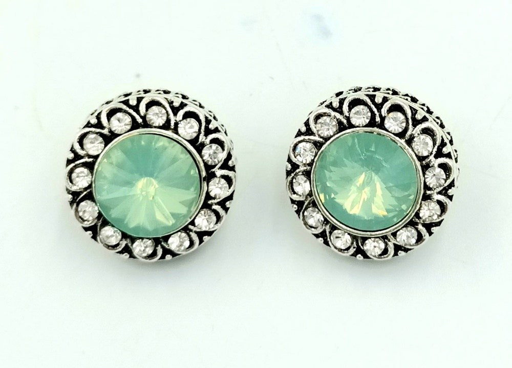 Σκουλαρικια Στρογγυλα Με Στρας Και Μεγαλο Πετραδι Φ2Cm