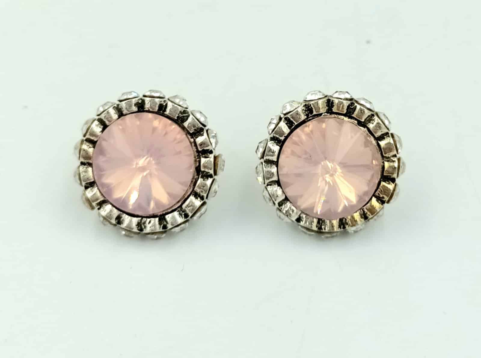 papell.grΣκουλαρικια Στρογγυλα Με Περιμετρικα Στρας Και Μεγαλο Πετραδι Φ2Cmpapell.gr