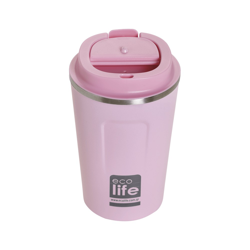 Ecolife Coffe Thermos Ροζ (Ροζ Καπάκι) 370 ml
