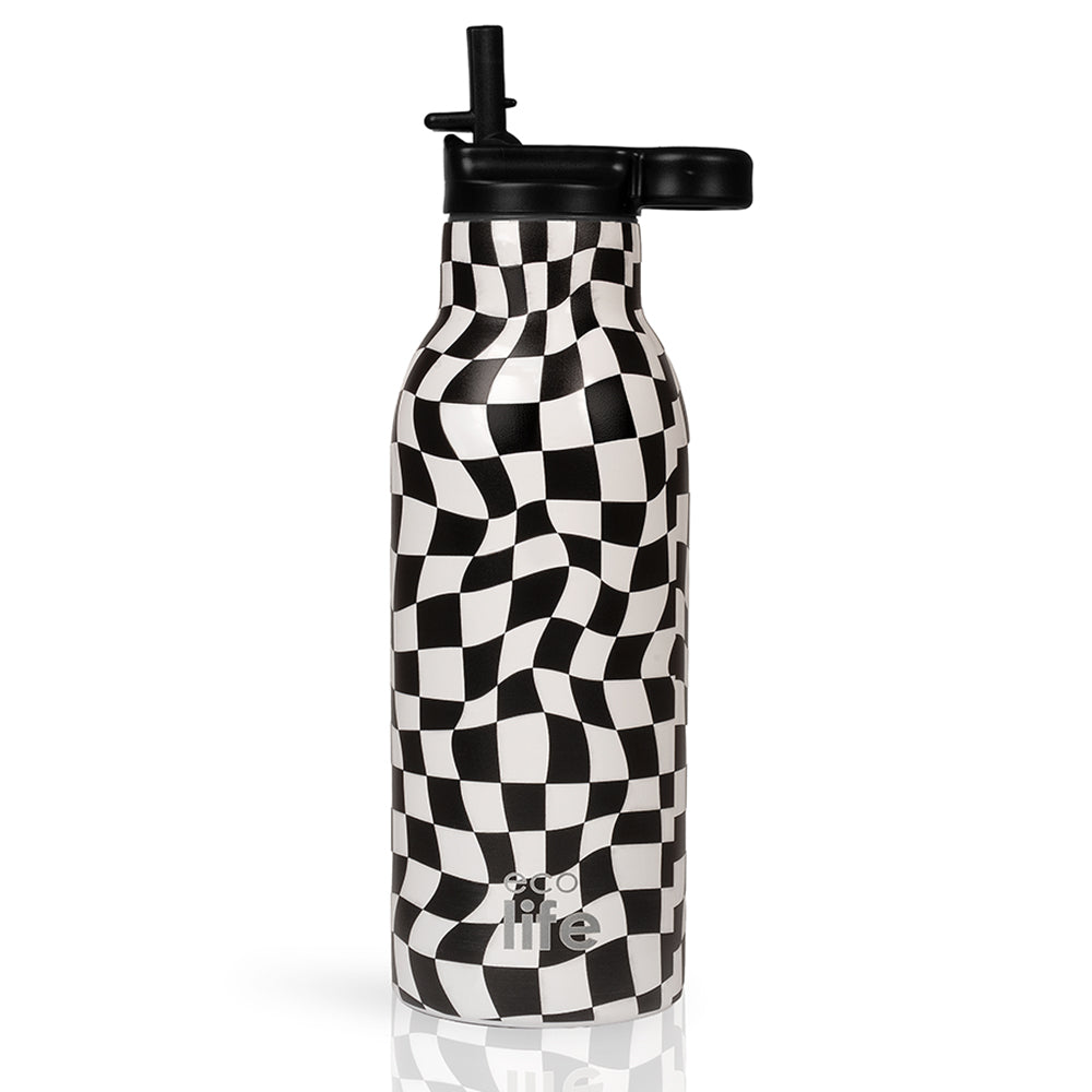 Ecolife Ανοξείδωτο Παγούρι Θερμός Black & White 550ml
