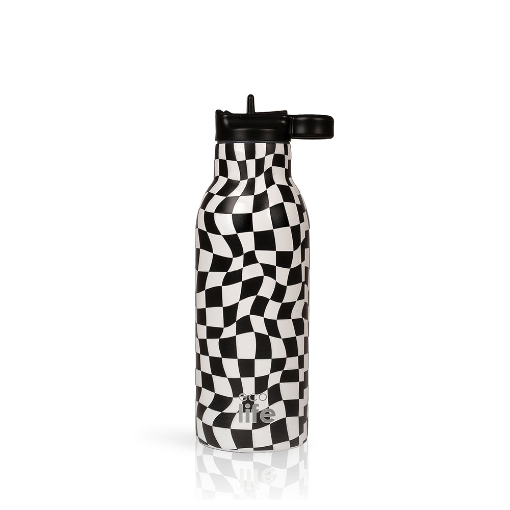 Ecolife Ανοξείδωτο Παγούρι Θερμός Black & White 550ml