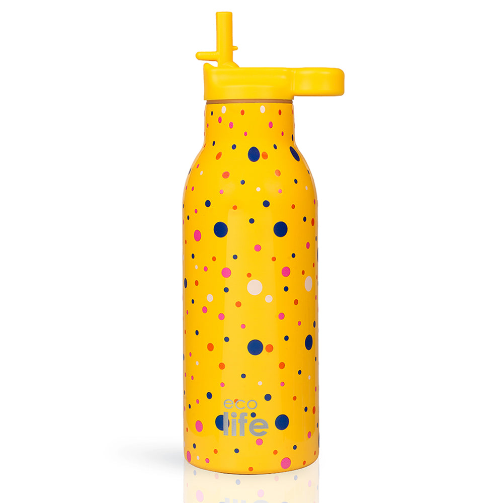 Ecolife Ανοξείδωτο Παγούρι Θερμός Dots In Yellow 550ml