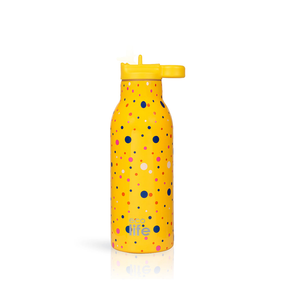 Ecolife Ανοξείδωτο Παγούρι Θερμός Dots In Yellow 550ml