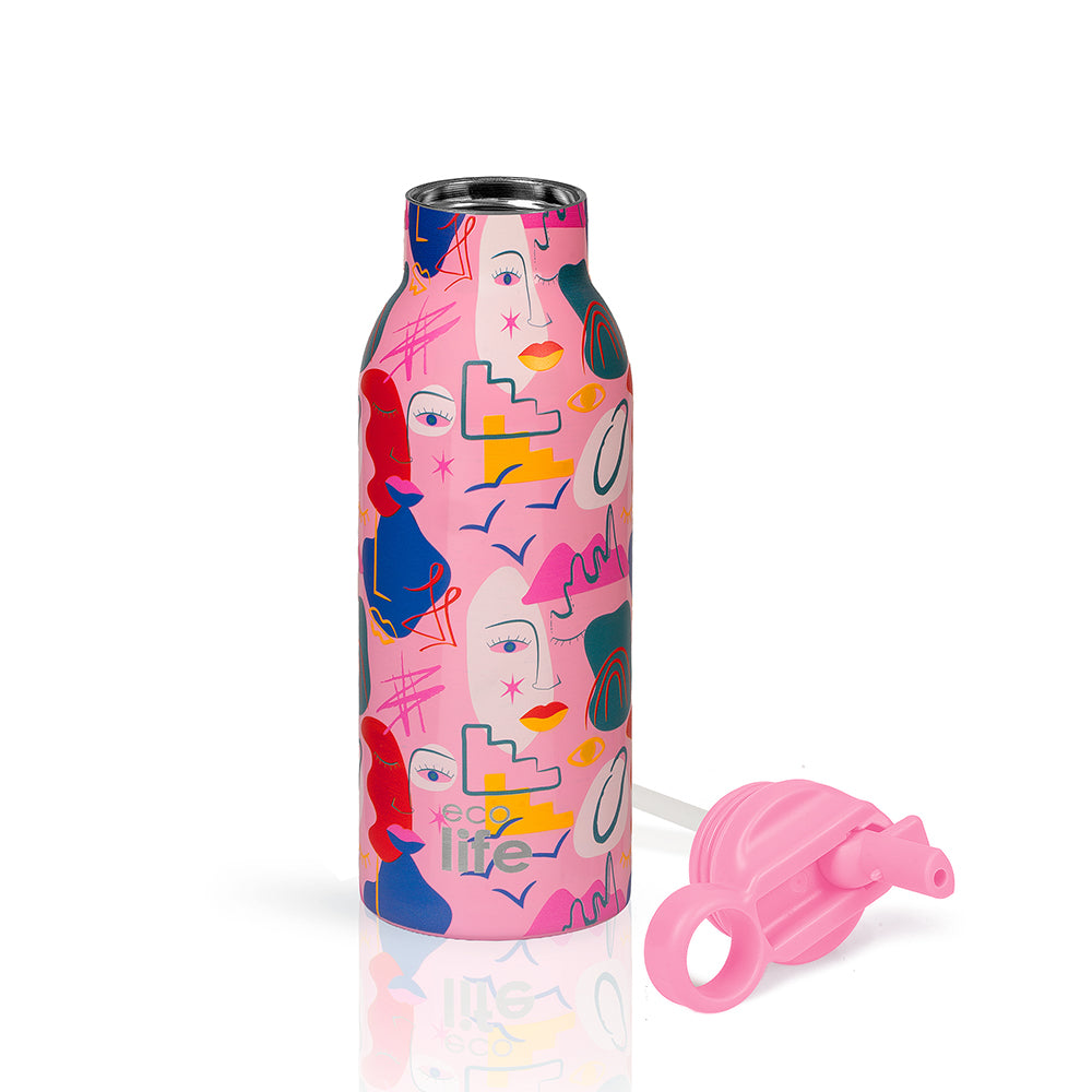 Ecolife Ανοξείδωτο Παγούρι Θερμός Faces 550ml