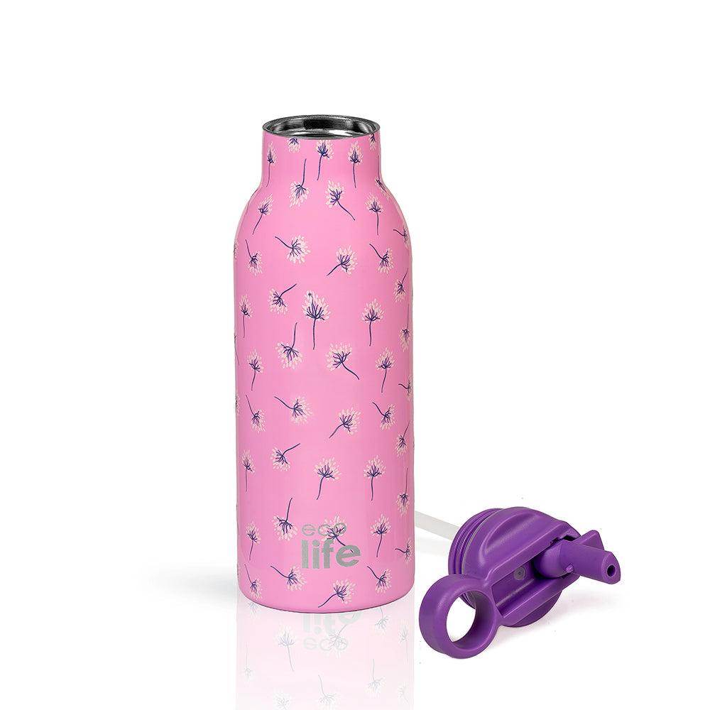 Ecolife Ανοξείδωτο Παγούρι Θερμός Pink Dandellion 550ml