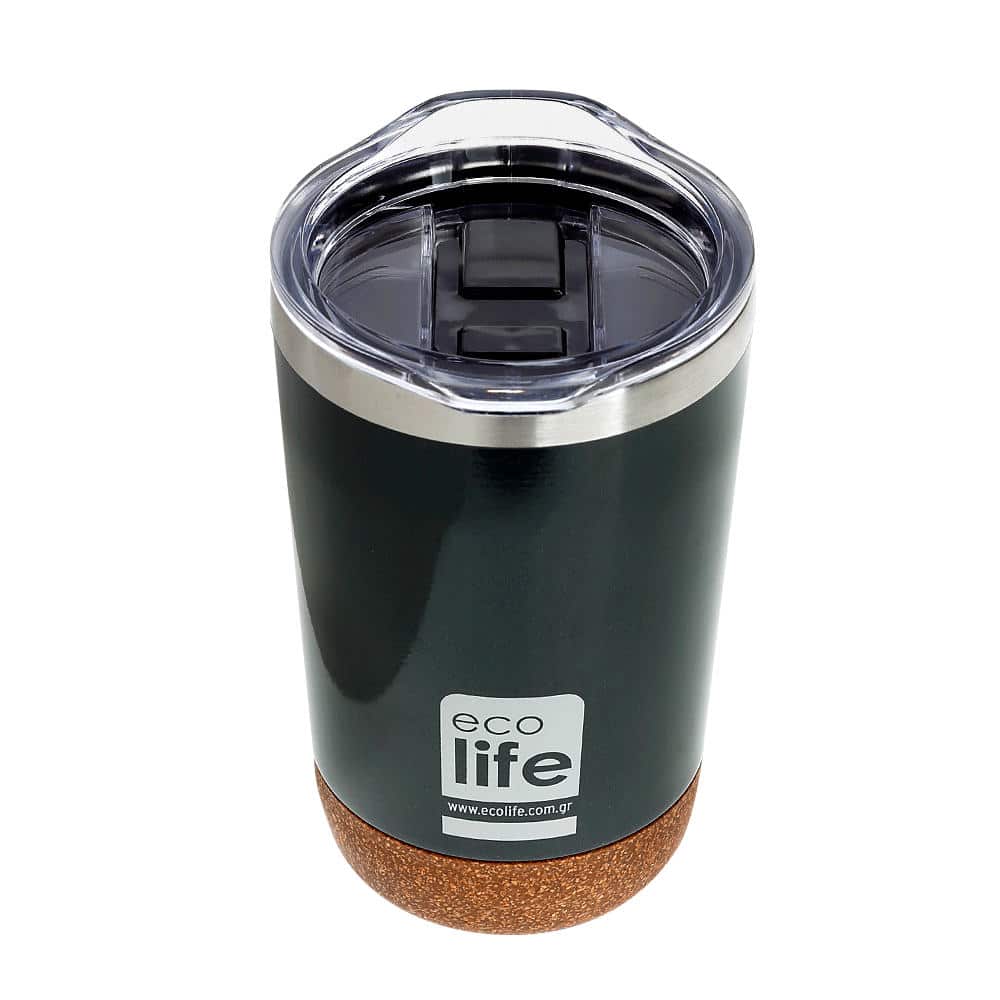 Ecolife Coffee Thermos Dark Green 370Ml Με Διαφανο Καπακι
