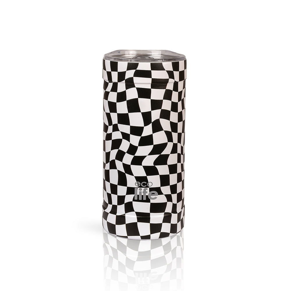 Ecolife Coffee Θερμός Ανοξείδωτο Black & White με Καλαμάκι 500ml