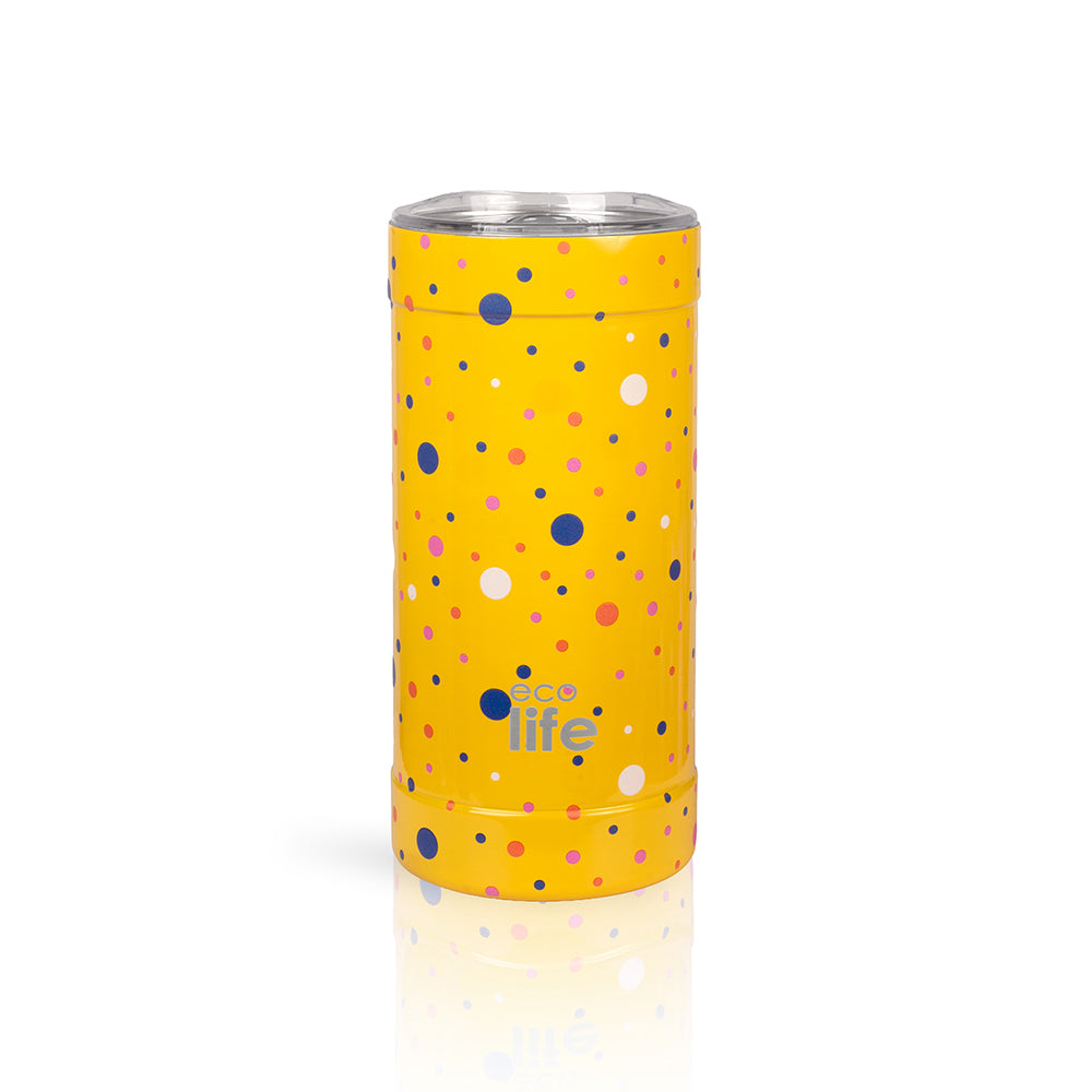 Ecolife Coffee Θερμός Ανοξείδωτο Dots in Yellow με Καλαμάκι 500ml