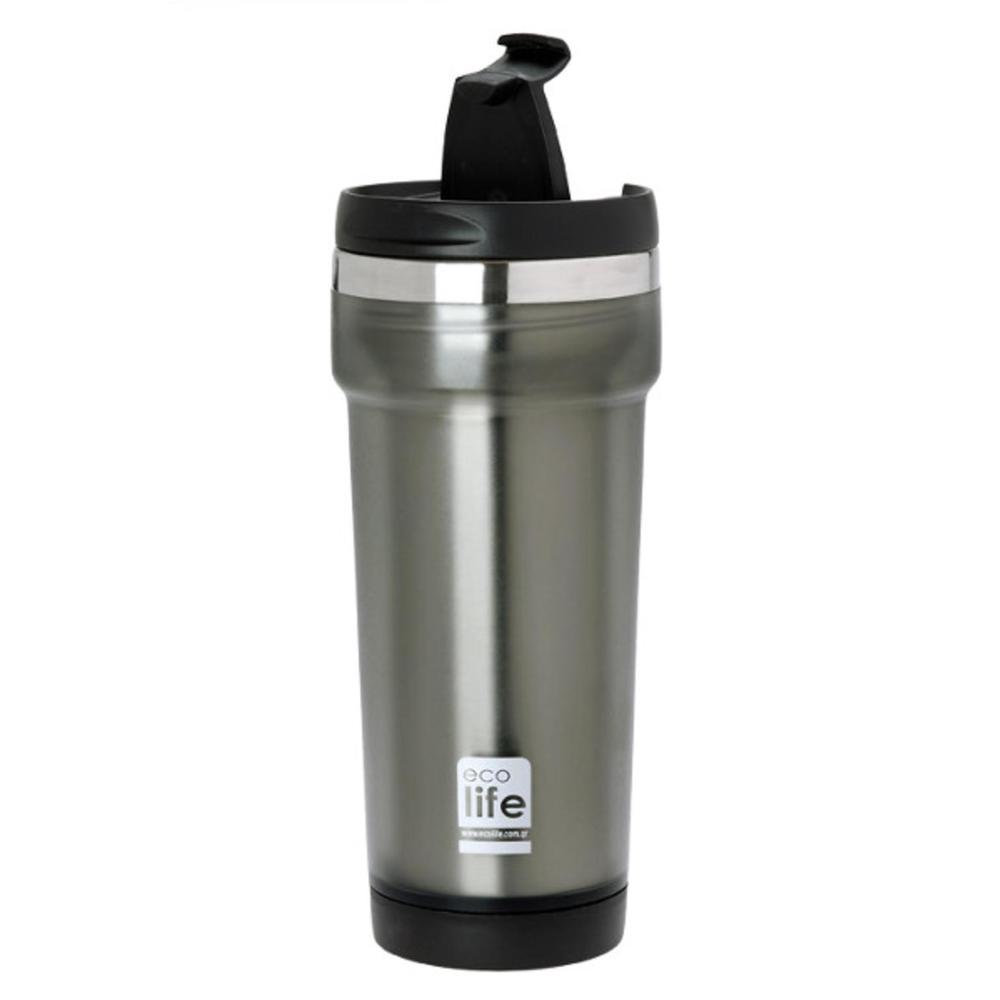 Ecolife Coffee Thermos Grey Plastic Outside 420 ml
