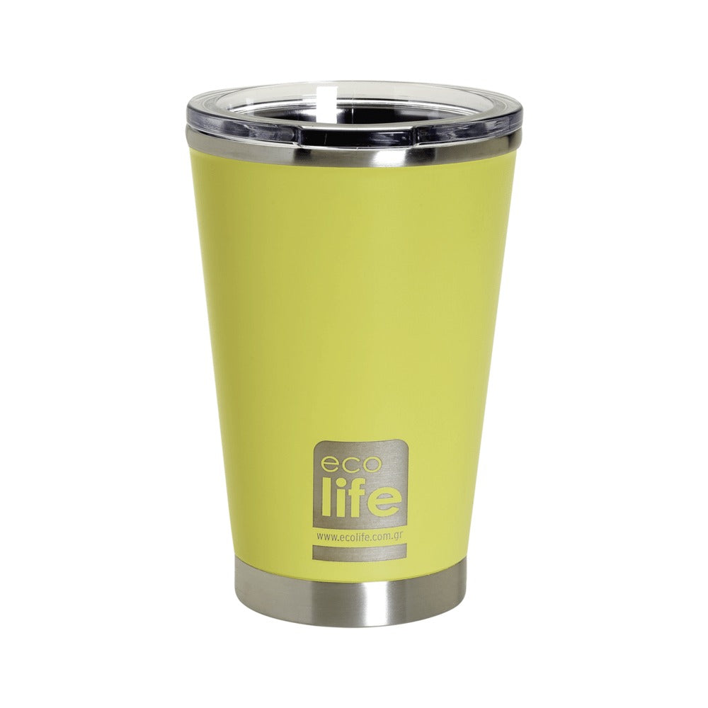 Ecolife Coffee Thermos Yellow Με Διαφανές Καπάκι  370 ml