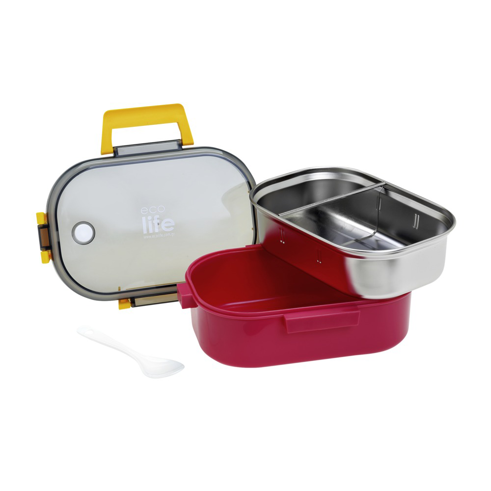 Ecolife Φαγητοδοχείο Με Χώρισμα  Deep Rose 900 ml