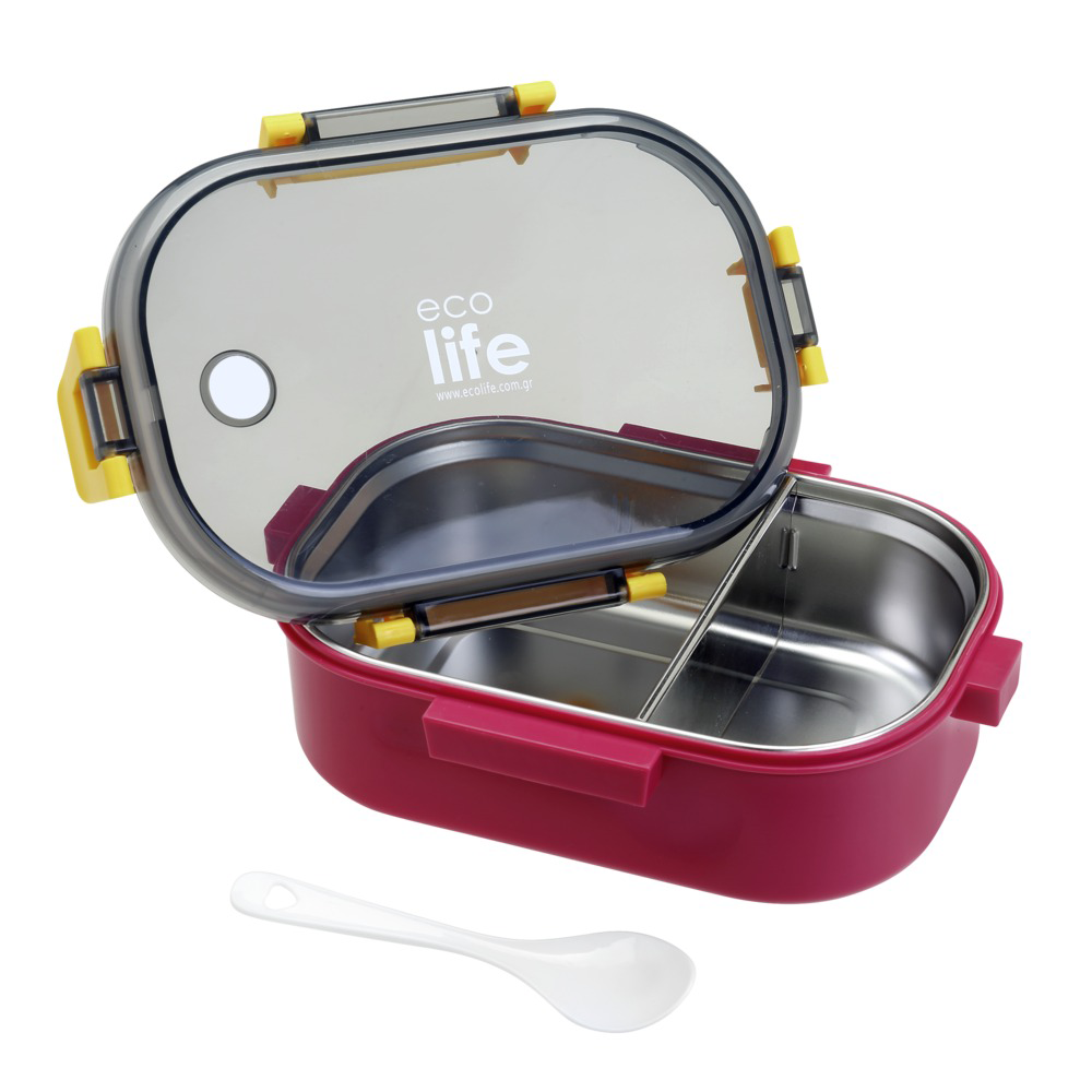 Ecolife Φαγητοδοχείο Με Χώρισμα  Deep Rose 900 ml