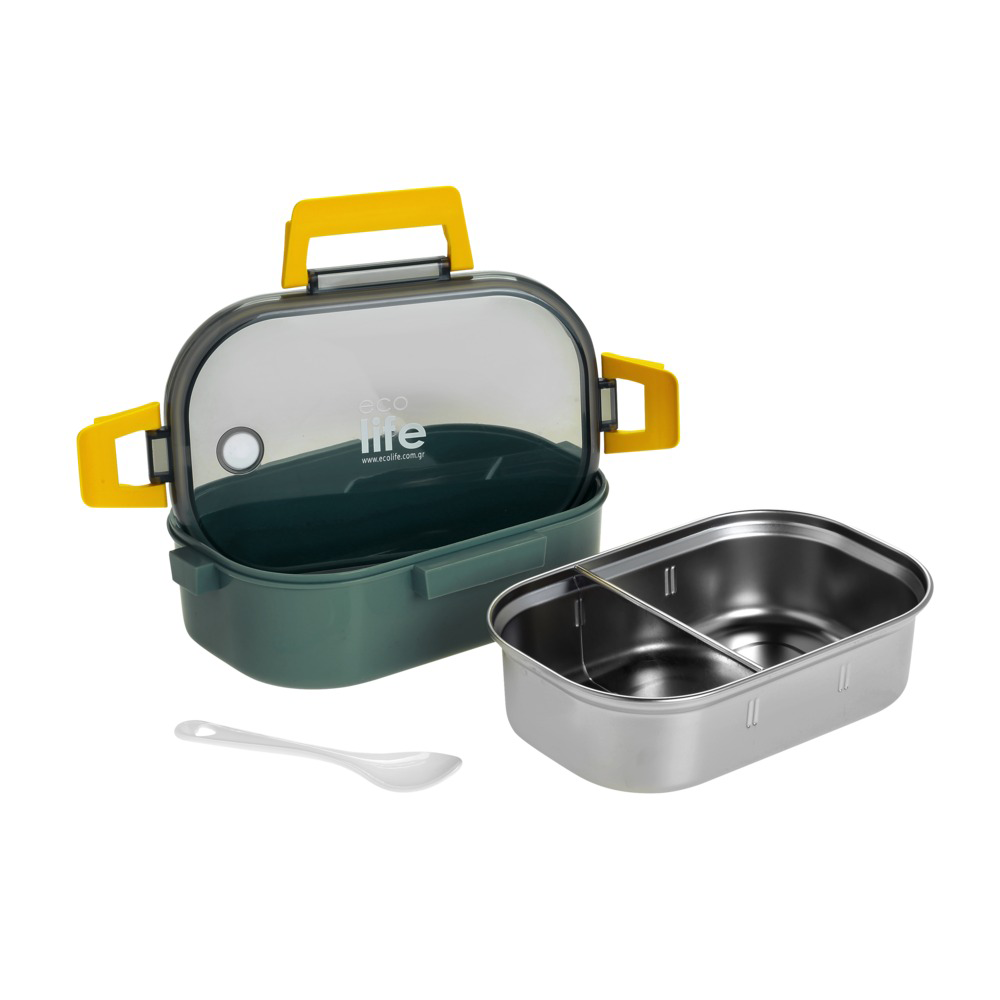 ECOLIFEEcolife Φαγητοδοχείο Με Χώρισμα Forest Green 900 mlpapell.gr