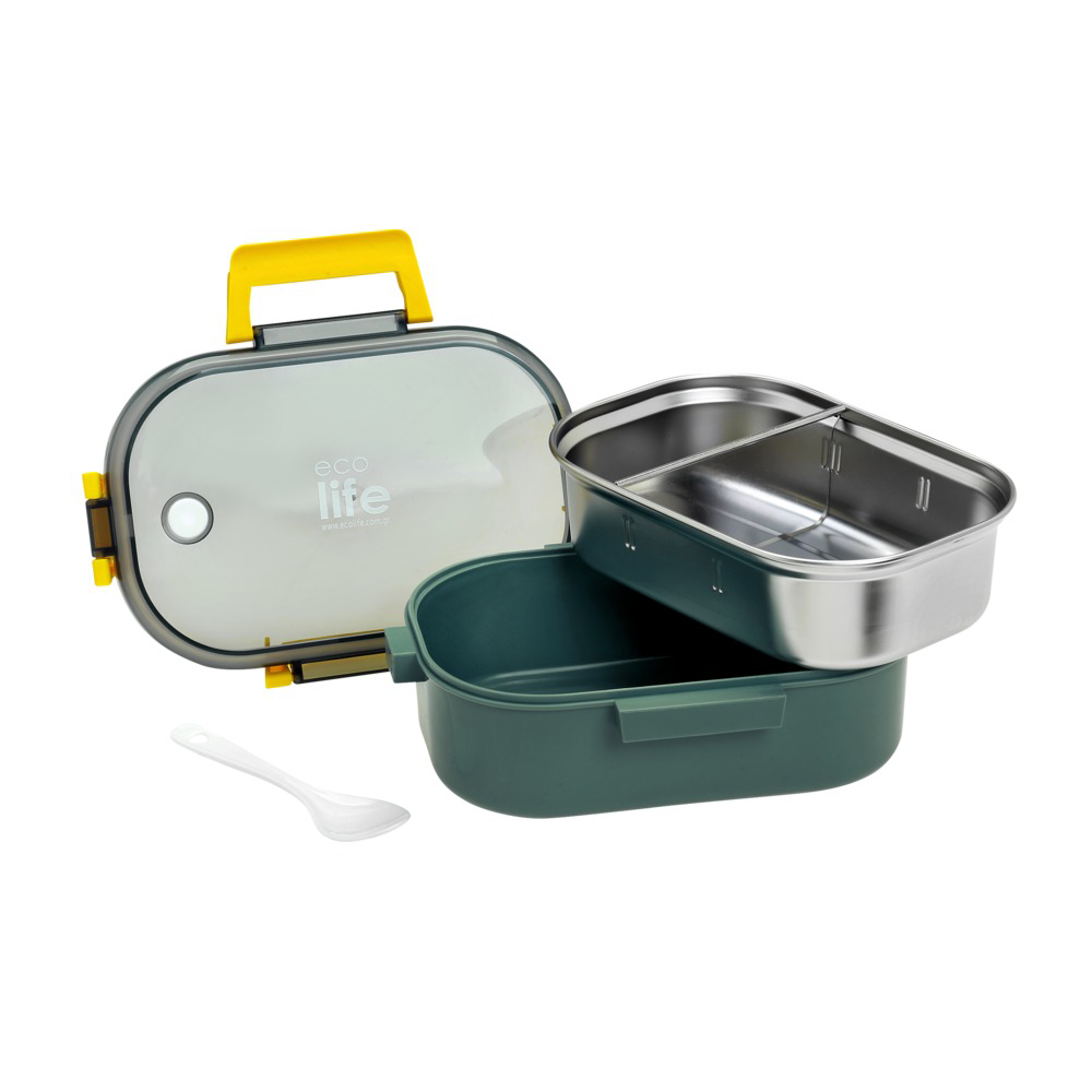 ECOLIFEEcolife Φαγητοδοχείο Με Χώρισμα Forest Green 900 mlpapell.gr
