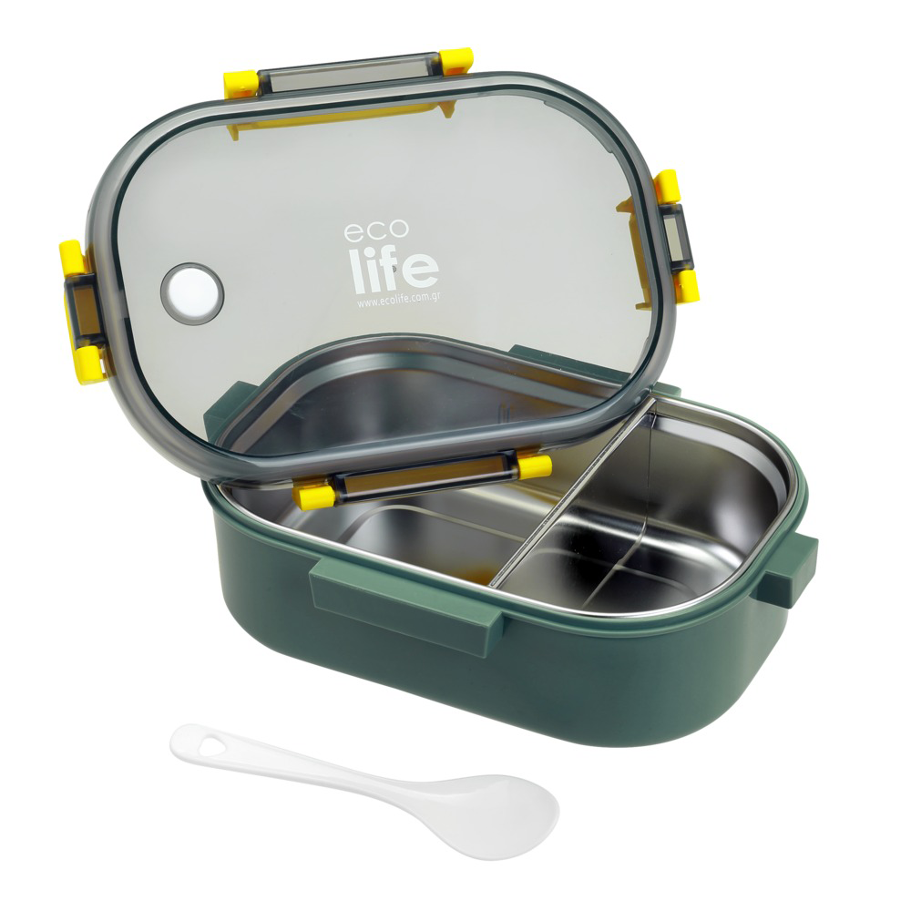 ECOLIFEEcolife Φαγητοδοχείο Με Χώρισμα Forest Green 900 mlpapell.gr