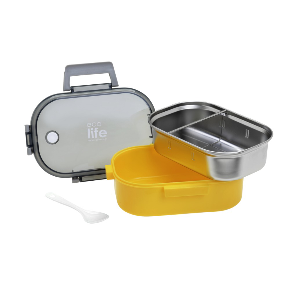 EcolifeEcolife Φαγητοδοχείο Με Χώρισμα  Κίτρινο 900 mlpapell.gr