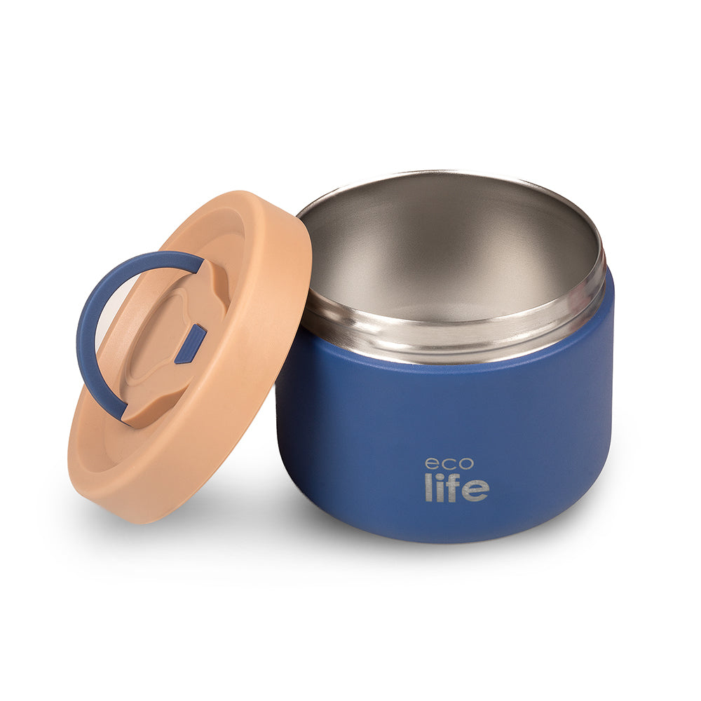 Ecolife Φαγητοδοχείο Θερμός Στρόγγυλο Μπλε 650 ml