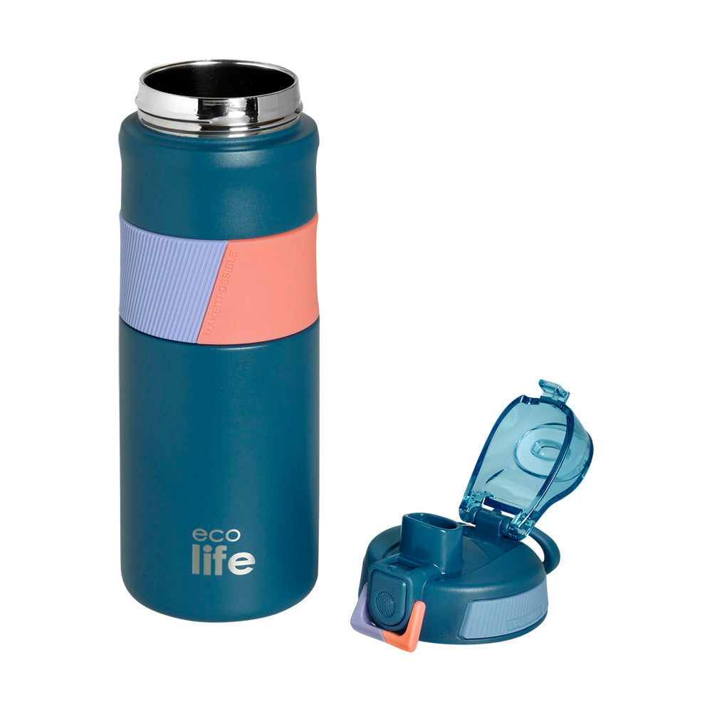 Ecolife Μεταλλικό Μπουκάλι Θερμός Blue 550 ml