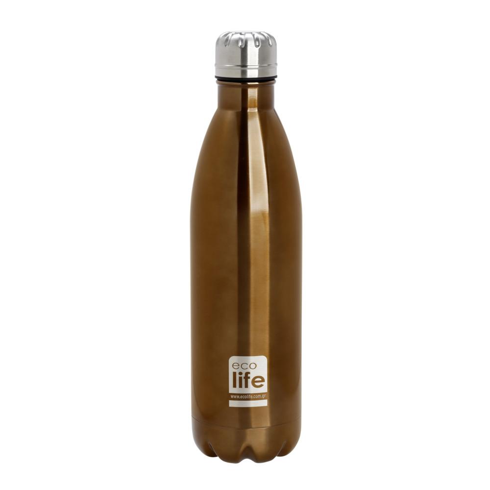 Ecolife Μεταλλικό Μπουκάλι Θερμός Μπρονζέ 750 ml