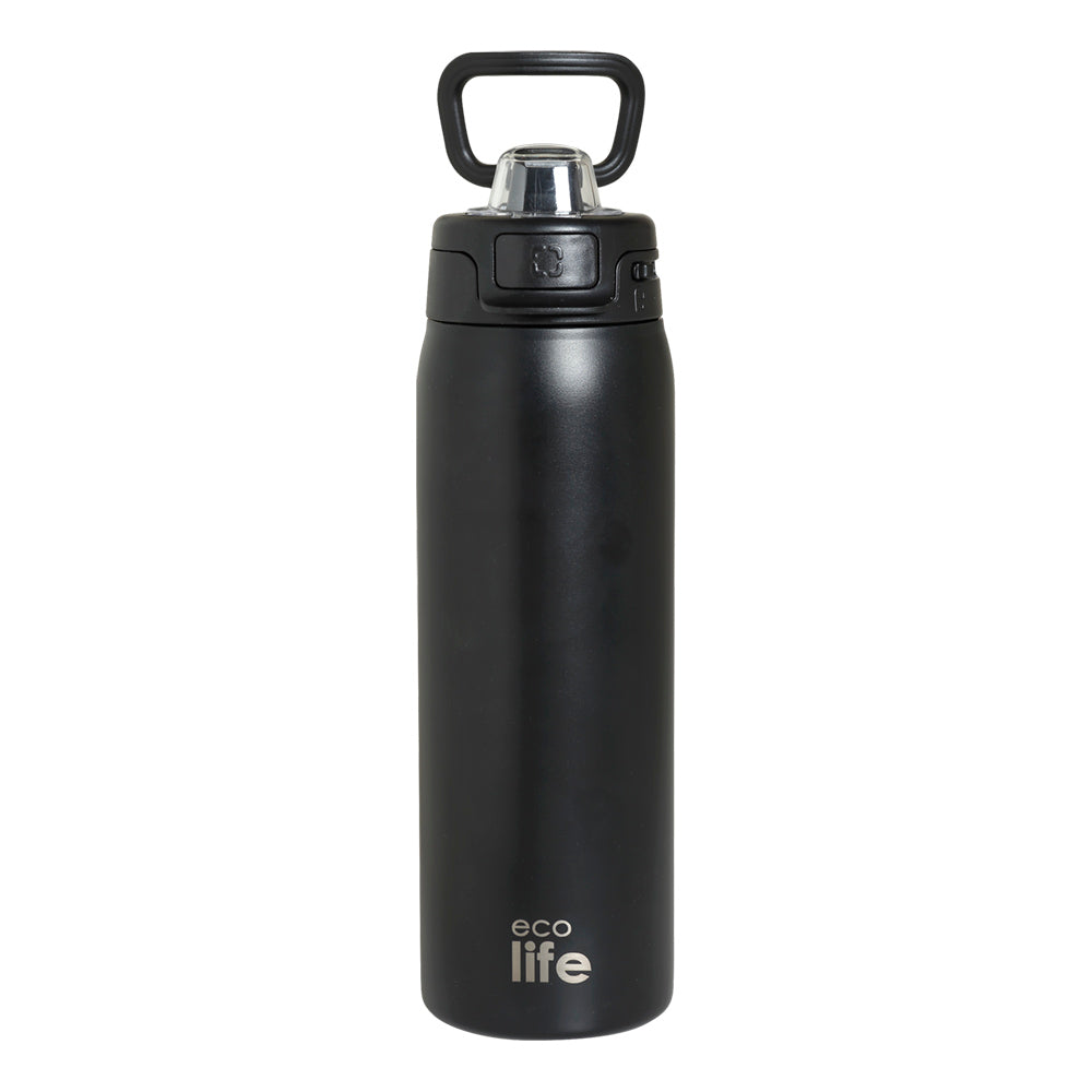 Ecolife Μεταλλικό Μπουκάλι Θερμός Deep Black 650 ml