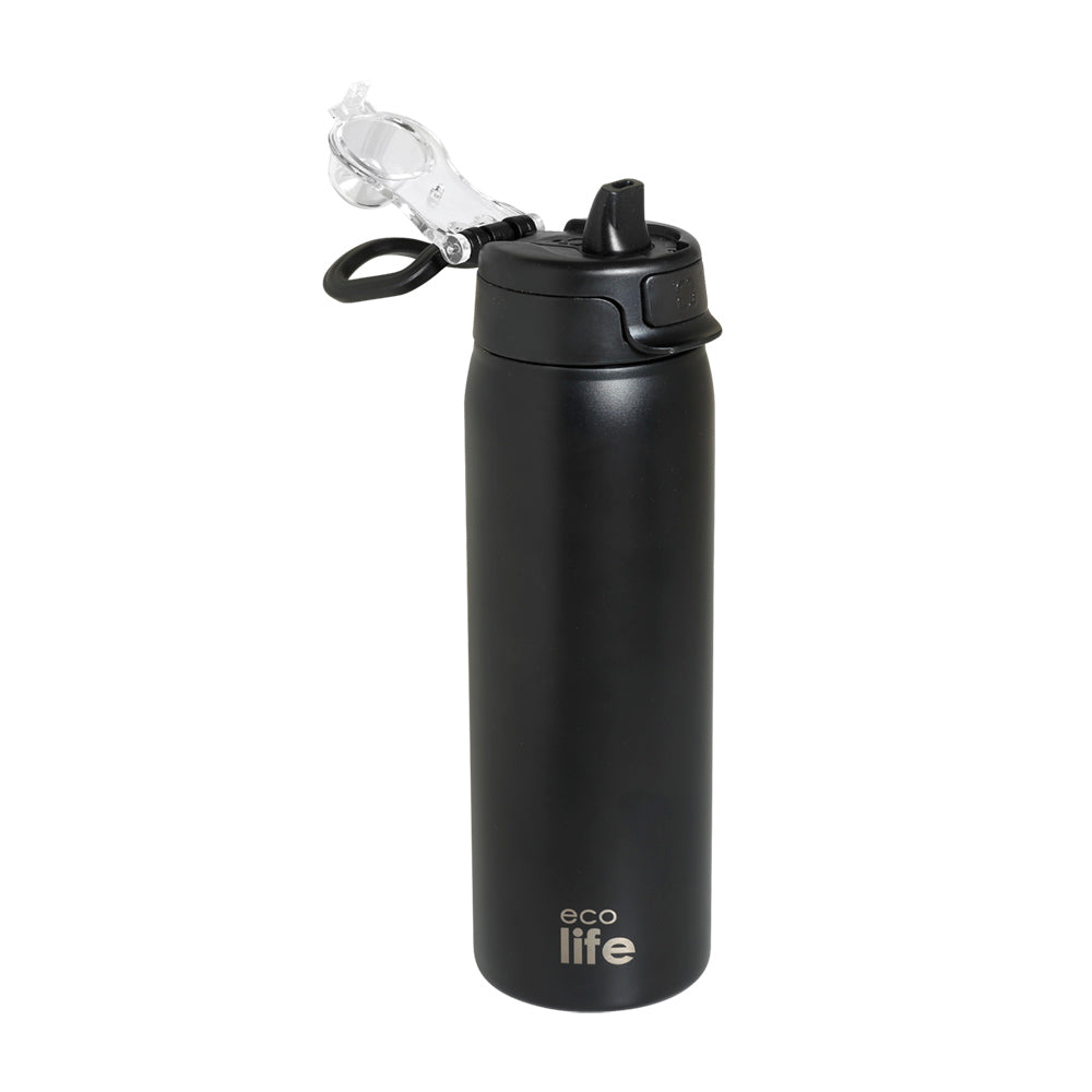 Ecolife Μεταλλικό Μπουκάλι Θερμός Deep Black 650 ml