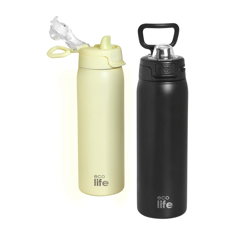 Ecolife Μεταλλικό Μπουκάλι Θερμός Deep Black 650 ml