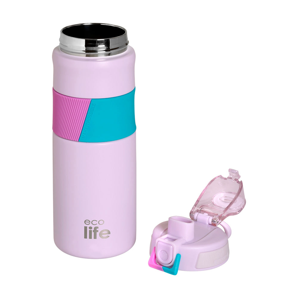 Ecolife Μεταλλικό Μπουκάλι Θερμός Pink 550 ml