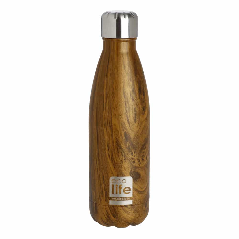 Ecolife Μεταλλικο Μπουκαλι Θερμος 500Ml Wood