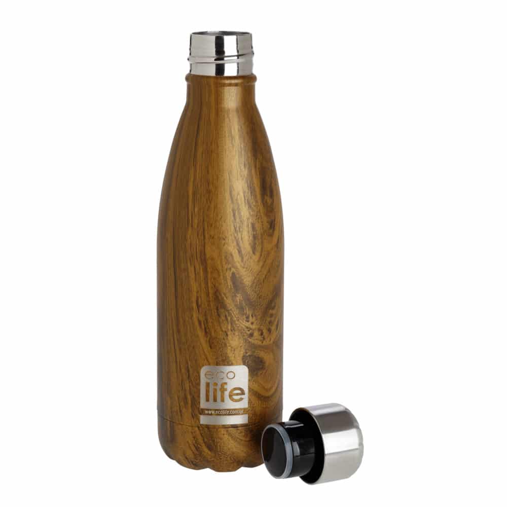 Ecolife Μεταλλικο Μπουκαλι Θερμος 500Ml Wood