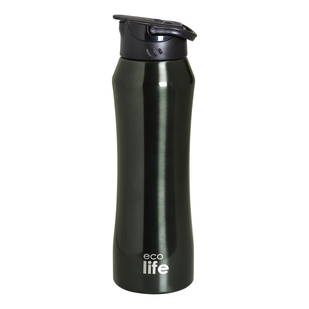 Ecolife Μεταλλικό Θερμός Μαύρο με Καλαμάκι  550ml 