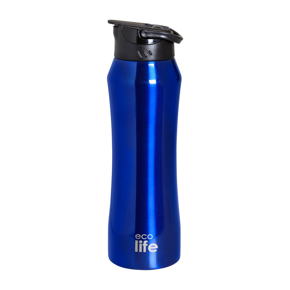 Ecolife Μεταλλικό Θερμός Μπλε με Καλαμάκι 550ml