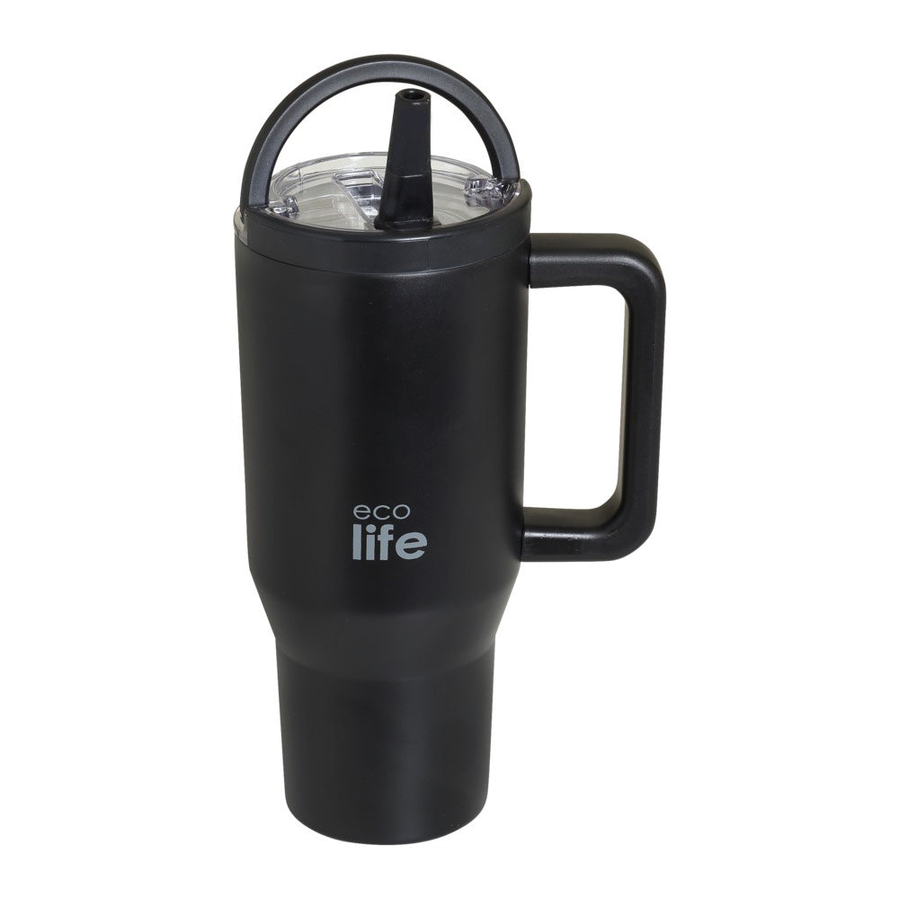 Ecolife Tumbler 2Handles Lid Rich Black 900ml