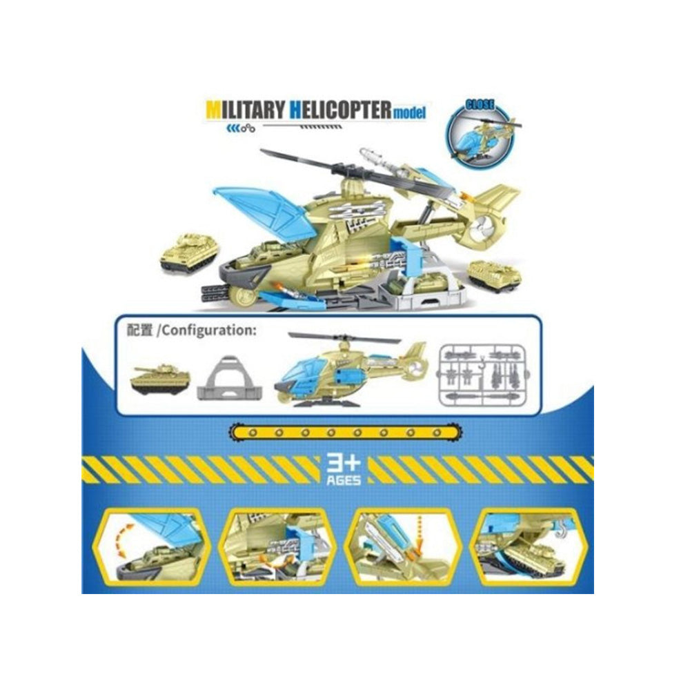 Ελικόπτερο Με Στρατιωτικό Όχημα & Εκτοξευτή Ρουκέτας 28εκ