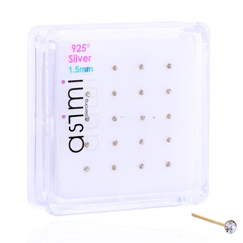 AsimiAsimi Επίχρυσο Σκουλαρίκι Μύτης Λευκό Στρας Κολλητό 1.5mm - 1 Τμχpapell.gr