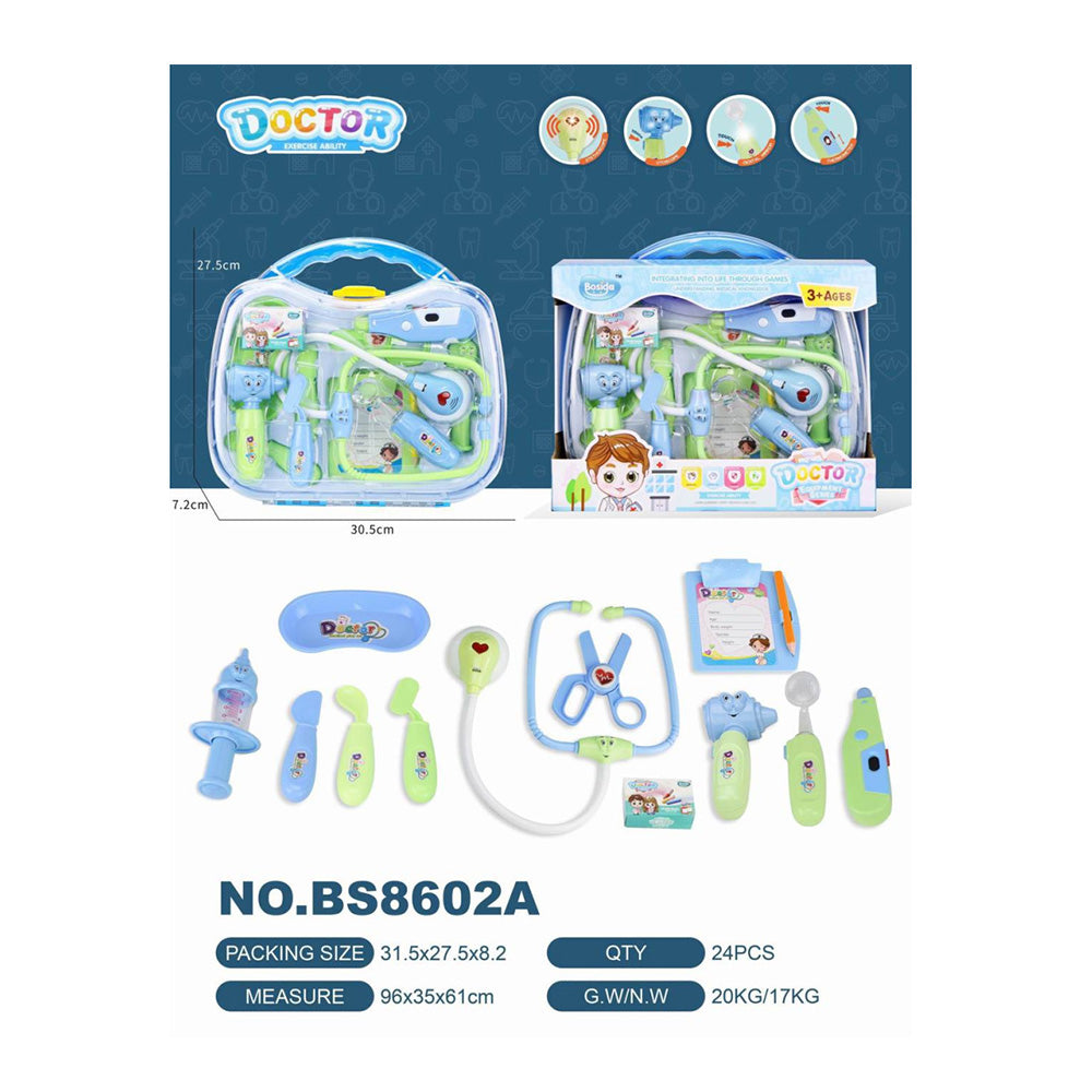 Εργαλεία Γιατρού Σε Βαλιτσάκι Με Φώτα Και Ήχο 24τμχ Μπλε