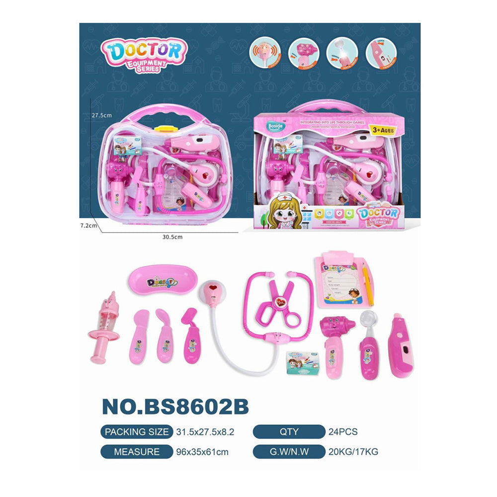 Εργαλεία Γιατρού Σε Βαλιτσάκι Με Φώτα Και Ήχο 24τμχ Ροζ
