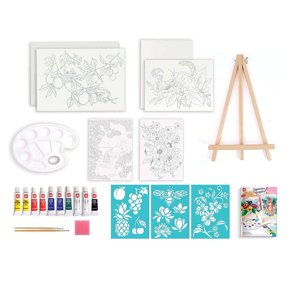 AS CompanyAS Happi Hobbi Εργαστήριο Ζωγραφικής Ακρυλικά Χρώματα Σετ Ζωγραφικής Με Ξύλινο Καβαλέτοpapell.gr