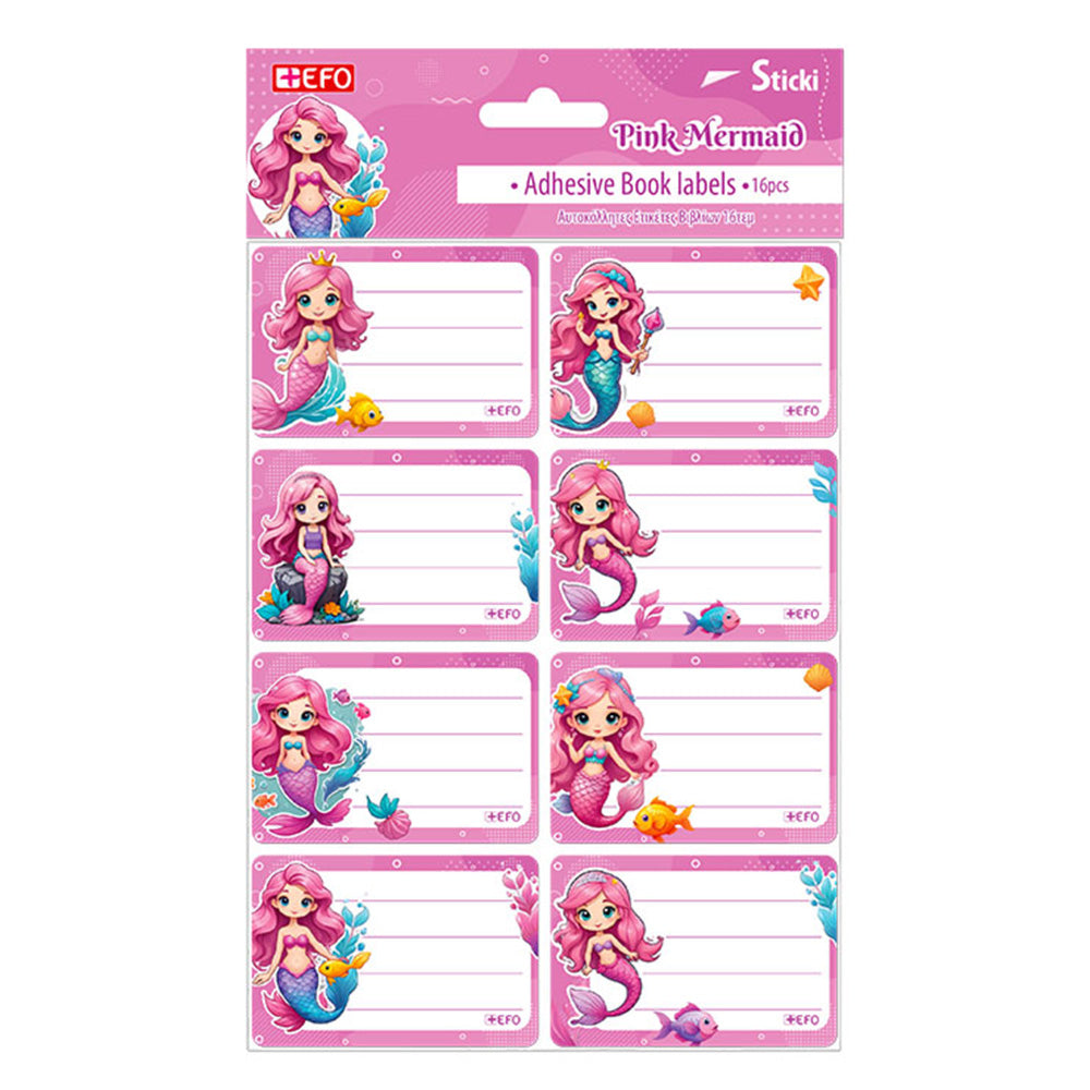 Ετικέτες Αυτοκόλλητες Sticki Pink Mermaid 16 Τμχ