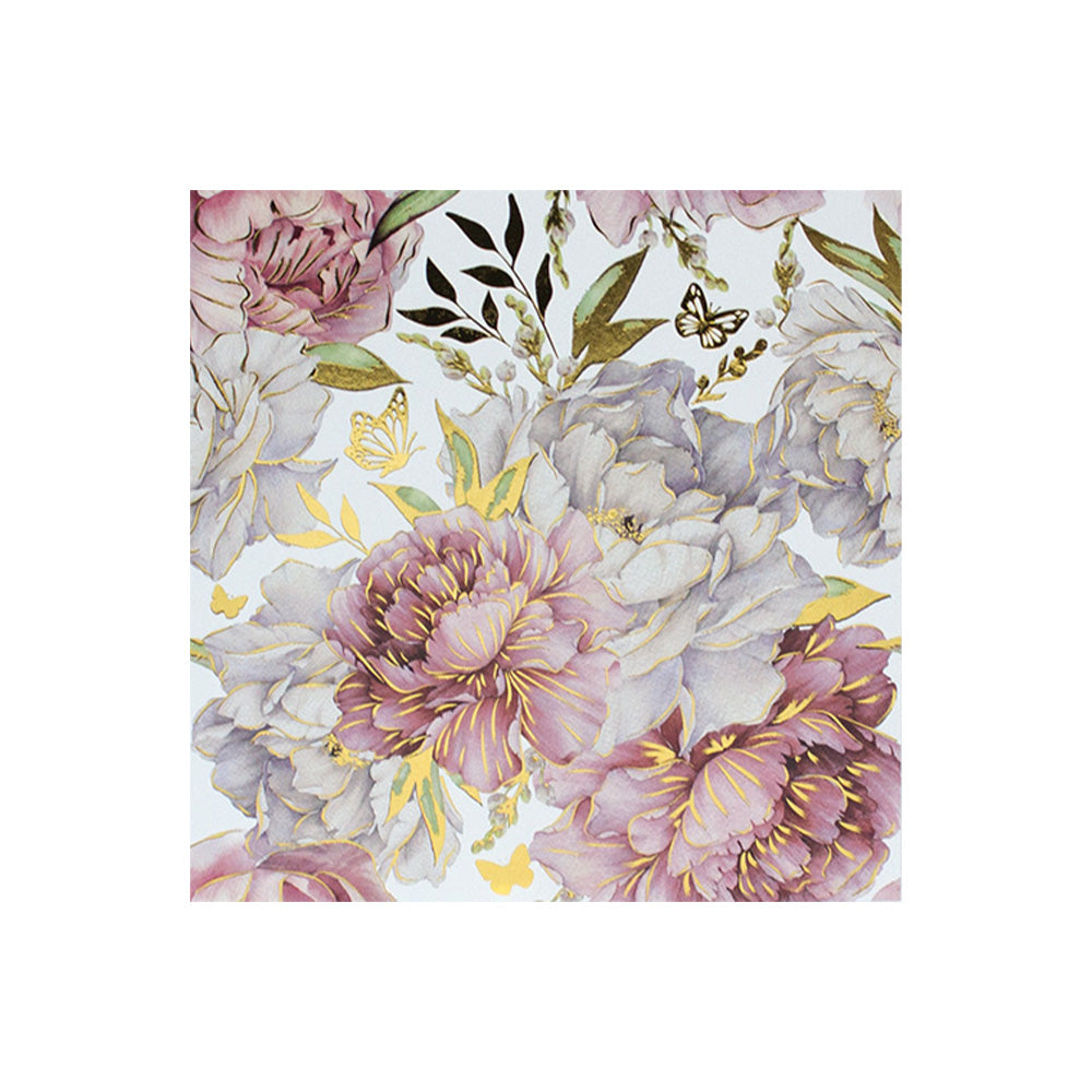 Ευχετήρια Κάρτα " Gold Flower " Ανάγλυφη με Χρυσοτυπία Ροζ Γαρύφαλα
