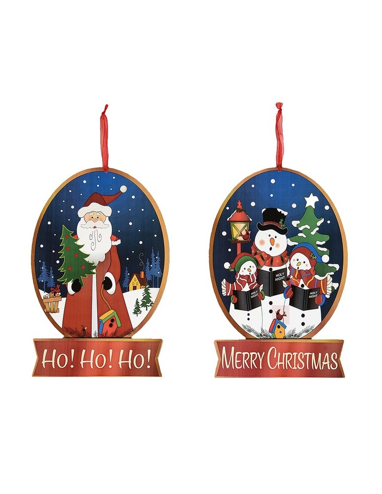 Ξυλινο Κρεμαστο Χριστουγεννιατικο Διακοσμητικο Με Γιορτινο Μηνυμα Σε 2 Σχεδια