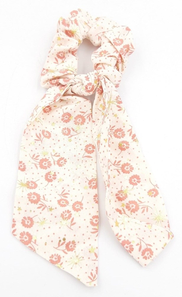 Σουρα Μαλλιων Με Κορδελα Λουλουδια Και Χρυσες Λεπτομερειες