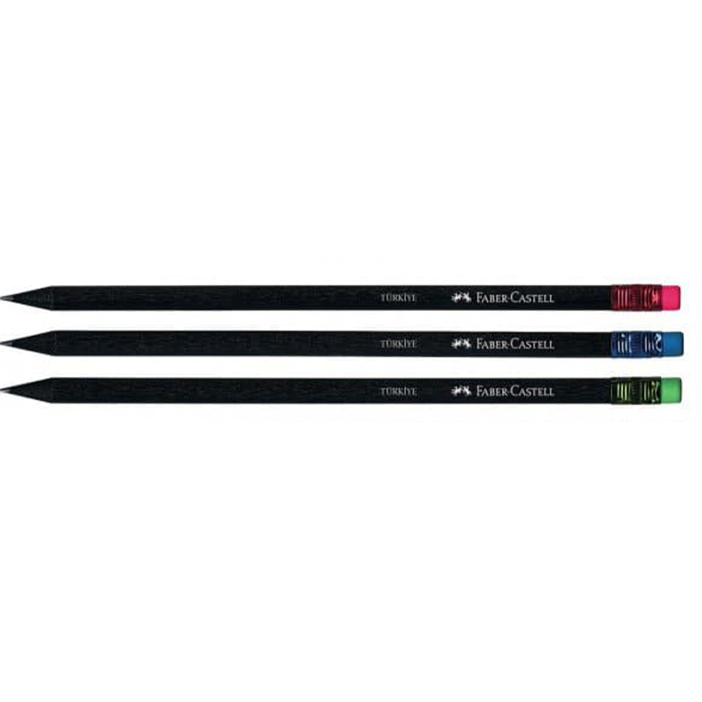 Faber - CastellFaber Castell Μολύβι Μαύρο Με Γόμα 3 Χρώματα 1 Τεμάχιοpapell.gr