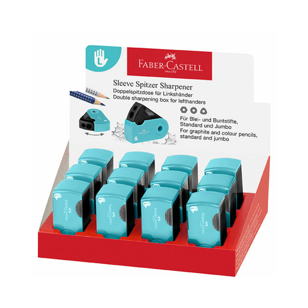 Faber-Castell Sleeve Ξύστρα Διπλή Για Αριστερόχειρες Σιέλ