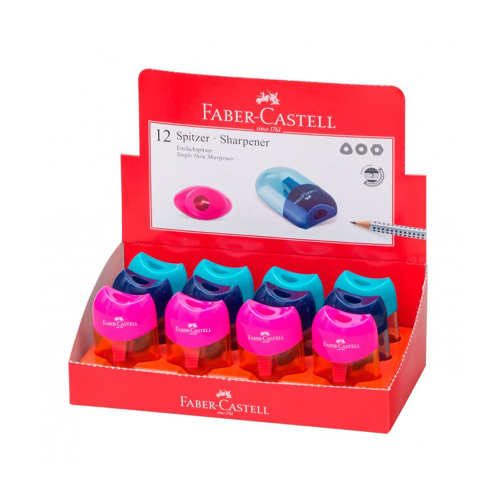 Faber-Castell Ξύστρα Μονή Apple με Γόμα 3 Χρώματα - 1 Τεμάχιο