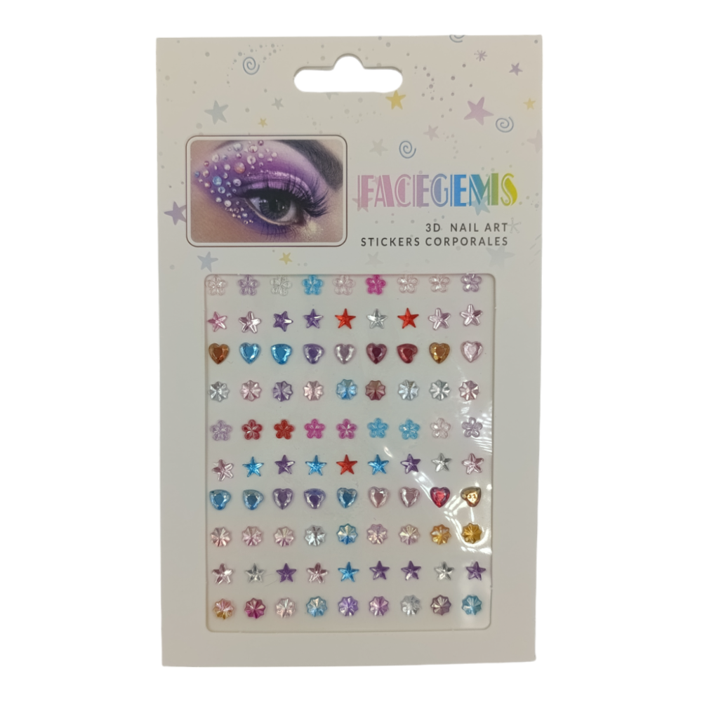 Αυτοκόλλητα Στρασάκια Προσώπου Πολύχρωμα