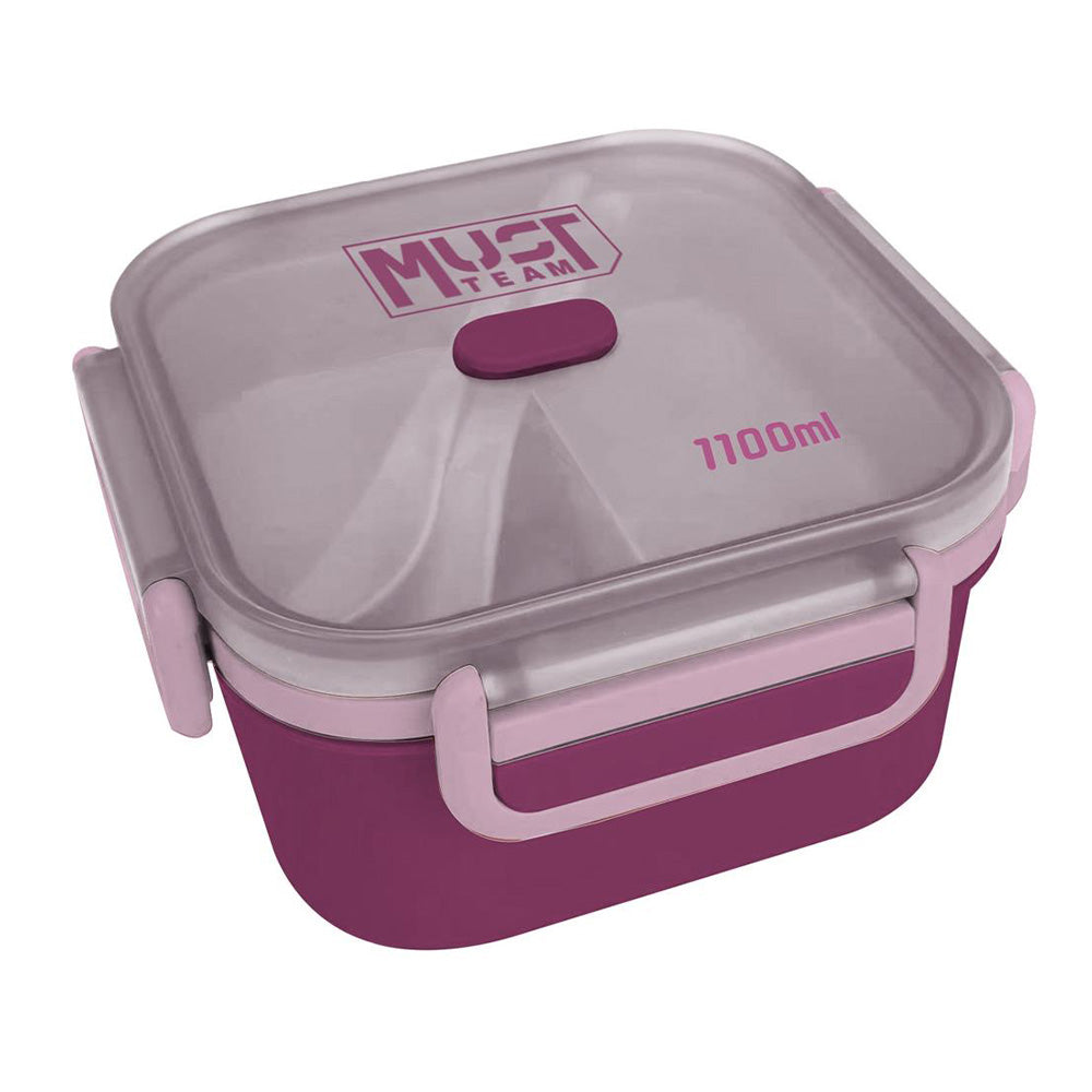 Must TeamMust Team Φαγητοδοχείο 1100ml Pp Πλαστικό Με Πιρούνι Και Κουτάλι 16,6x16,6x8,8 Εκpapell.gr