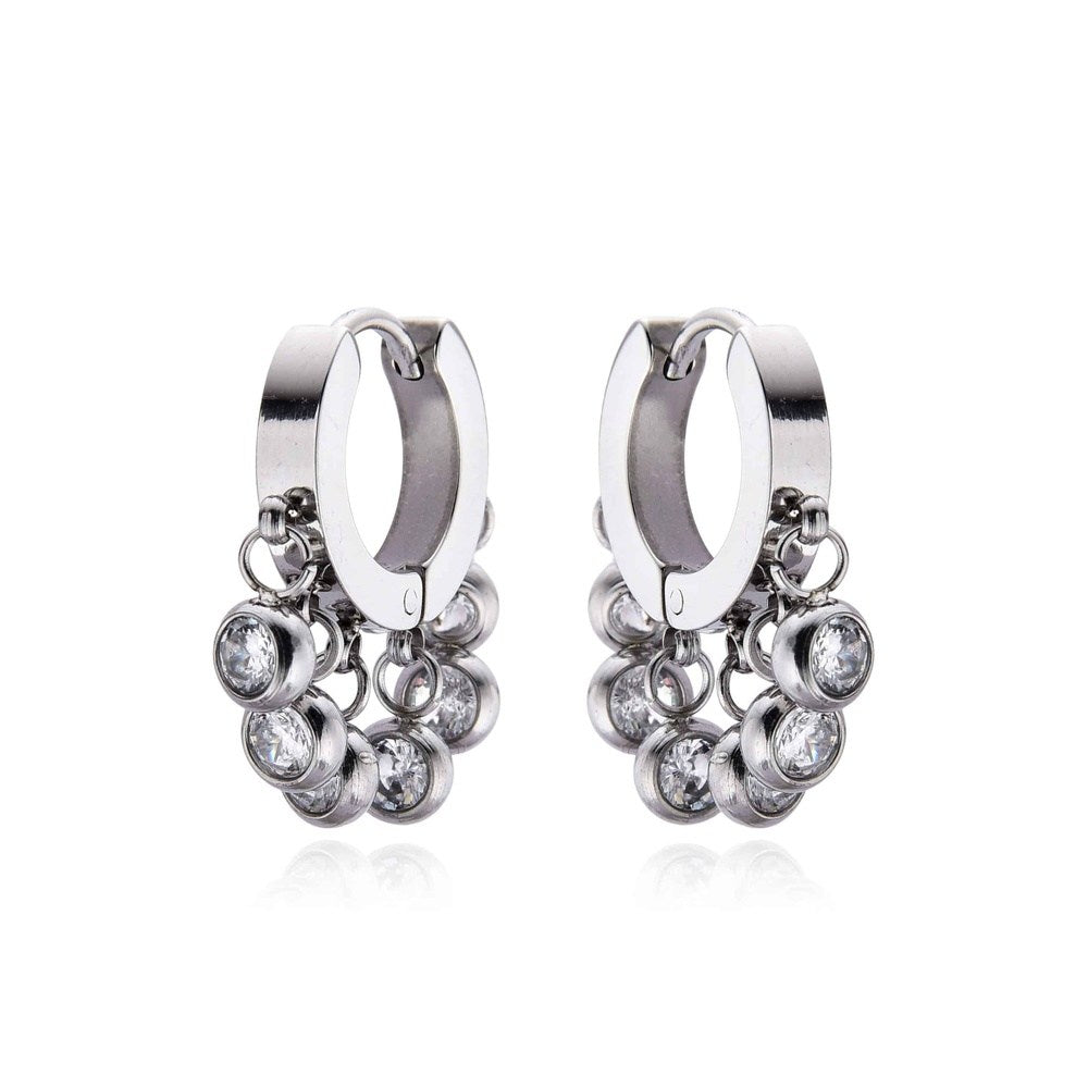 Surgical Steel Κρικος Με Κρεμαστα Διαμαντακια