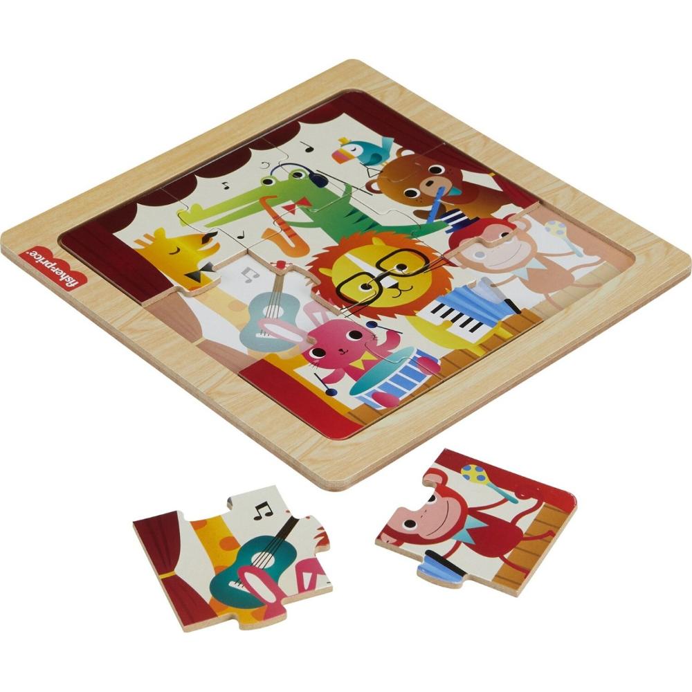 Fisher-Price Ξύλινο Puzzle 9 Τεμάχια Ζώα