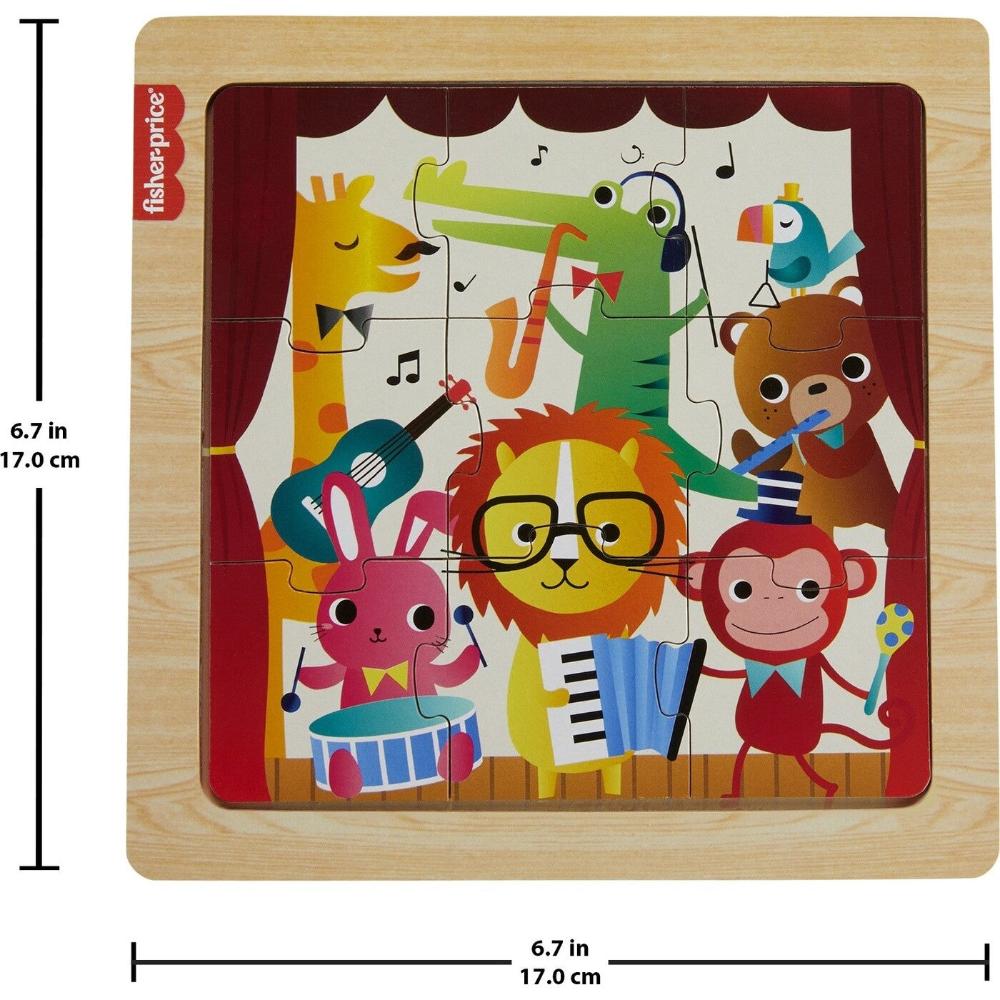 Fisher-Price Ξύλινο Puzzle 9 Τεμάχια Ζώα